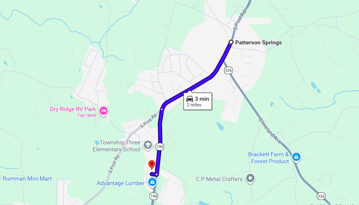 From Patterson Springs to R Storage